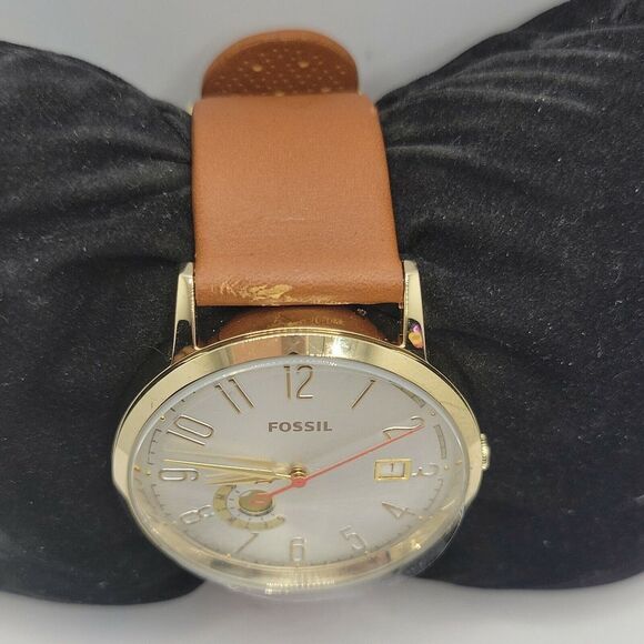 Fossil Boyfriend ES3750 Men Brown Leather Silver Analog Dial Quartz Watch DE429 - Picture 4 of 10